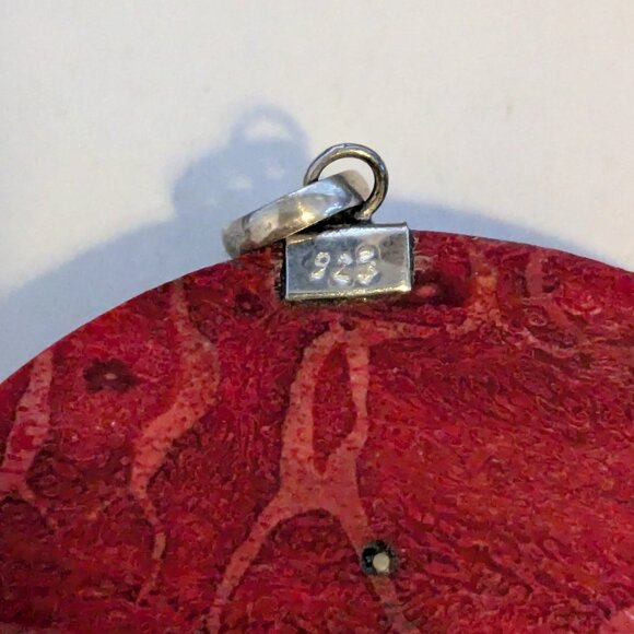 CREATURE COUTURE 925 Sterling Silver Butterfly Pendant with Enhanced Coral - Picture 4 of 4